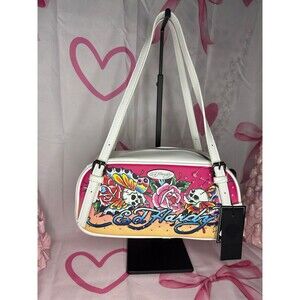 NEW Ed Hardy Skull Butterfly Satchel Handbag